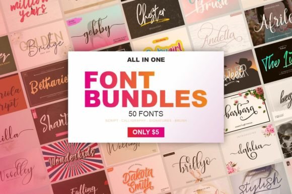 All in One Font Bundles: 50 Handwritten Typefaces