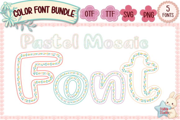 Pastel Mosaic Font Bundle: The Cutest Cozy Typography